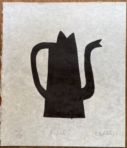 'Napels', zwarte houtdruk van Klaas Gubbels.